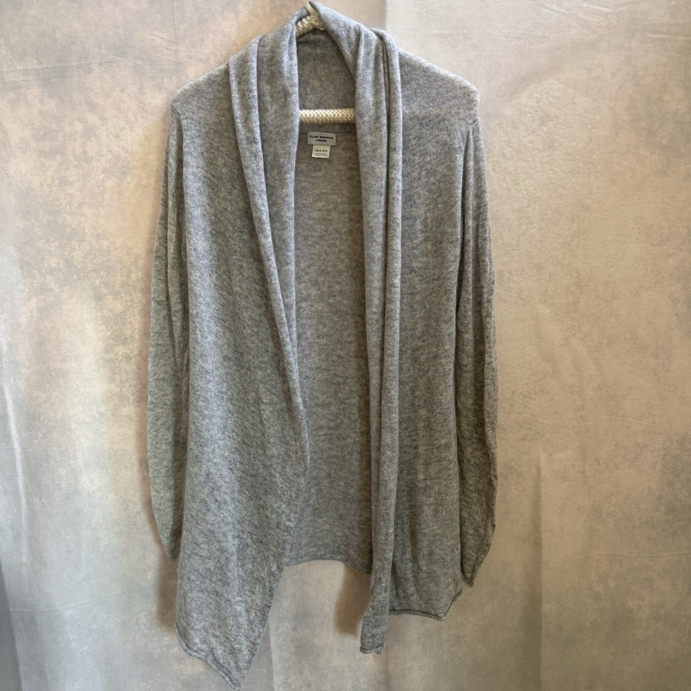 Club Monaco Sweater Cardigan Womens XS/S Gray 100% Cashmere Drape Lightweight